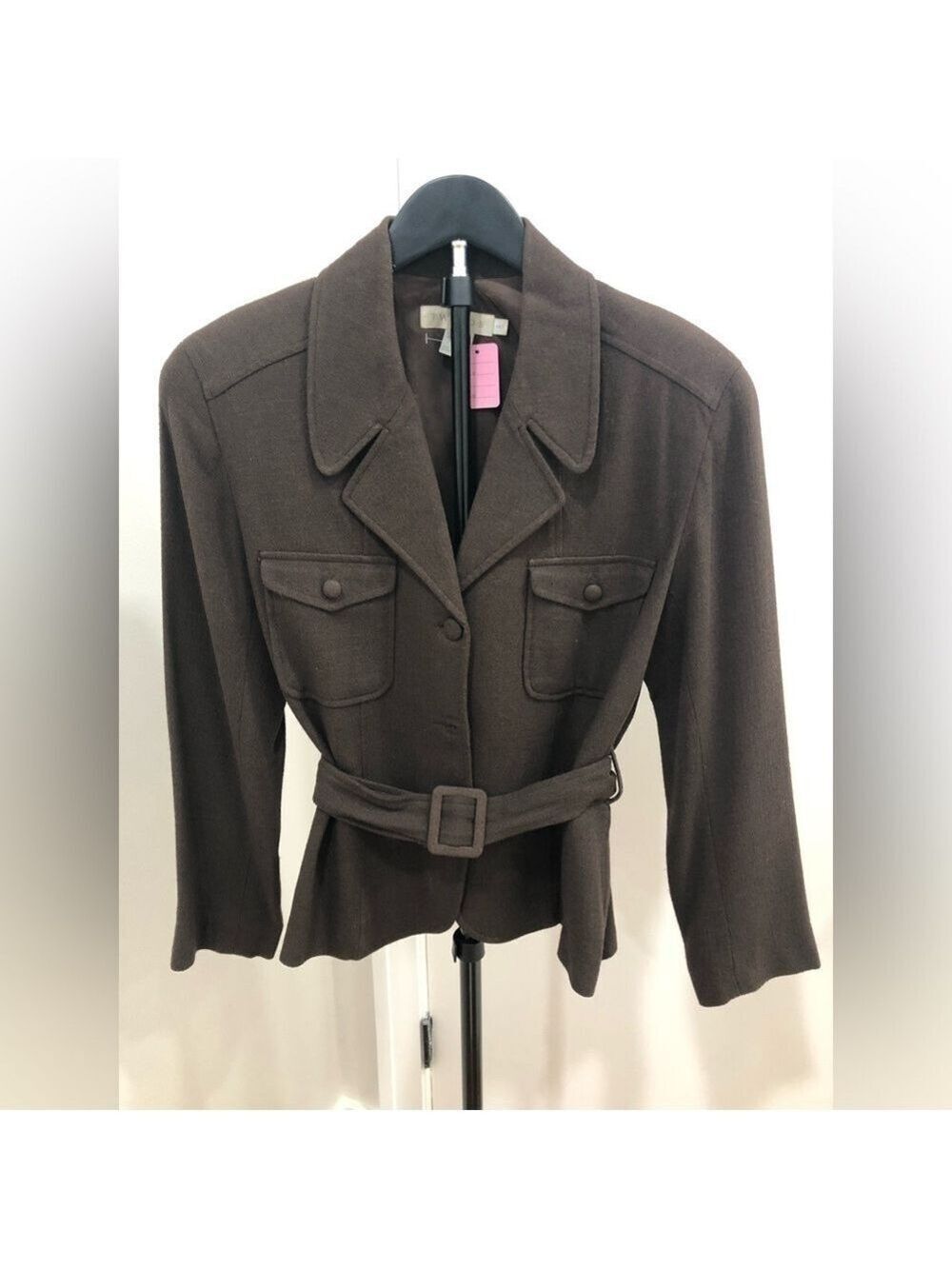 518.Tweeds Vintage Dark Brown Belted Blazer